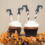 Halloween Witch Leg Cupcake Toppers